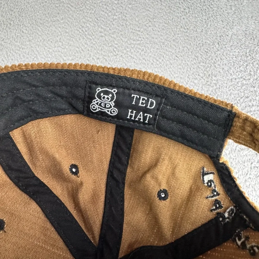 Teddy Fresh Hat Adult Brown Corduroy Two Teds Strap Back Baseball Cap Adjustable